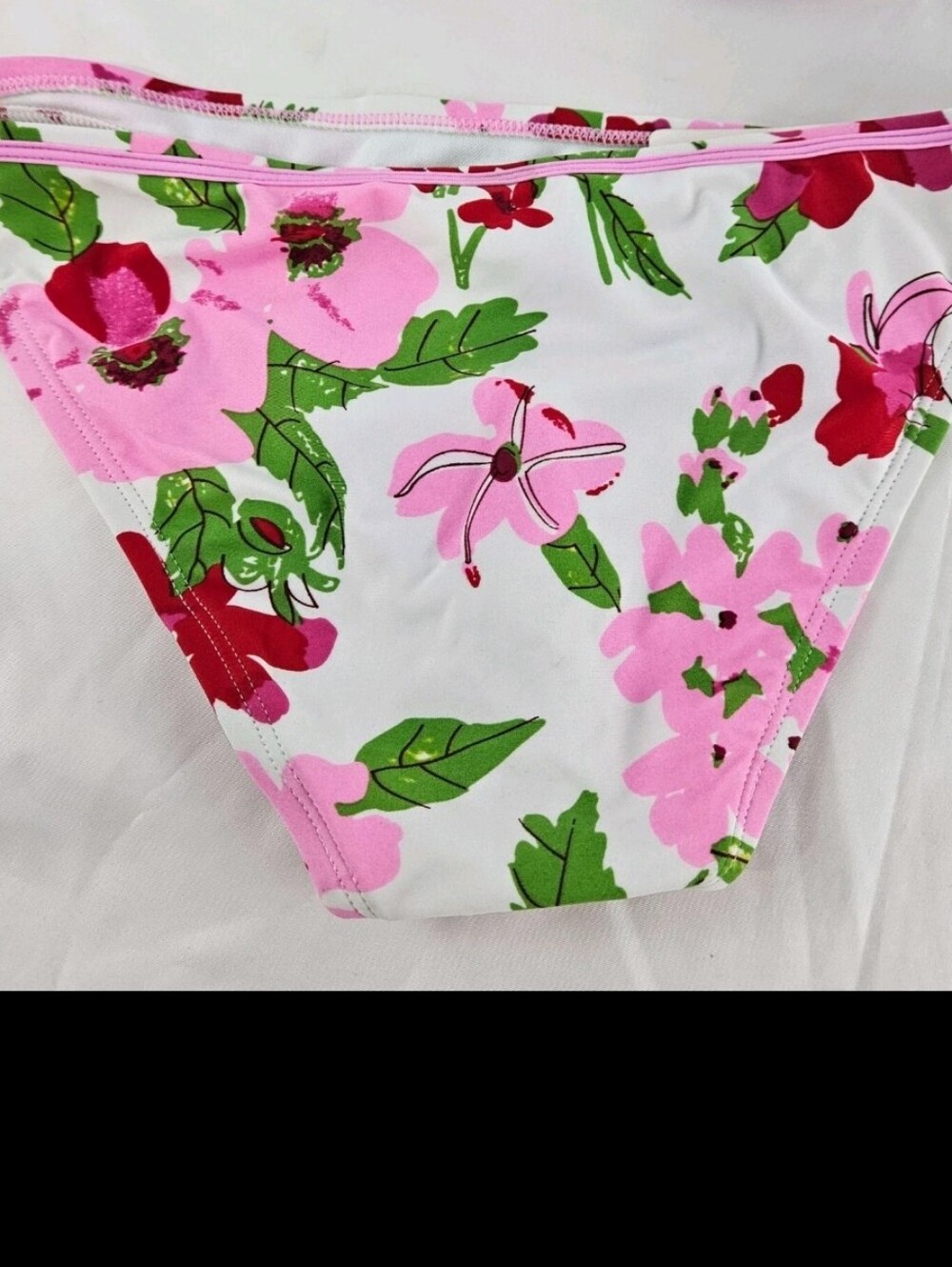 No boundaries bikini bottom pink green red white size XL(15) Jr  flower Print